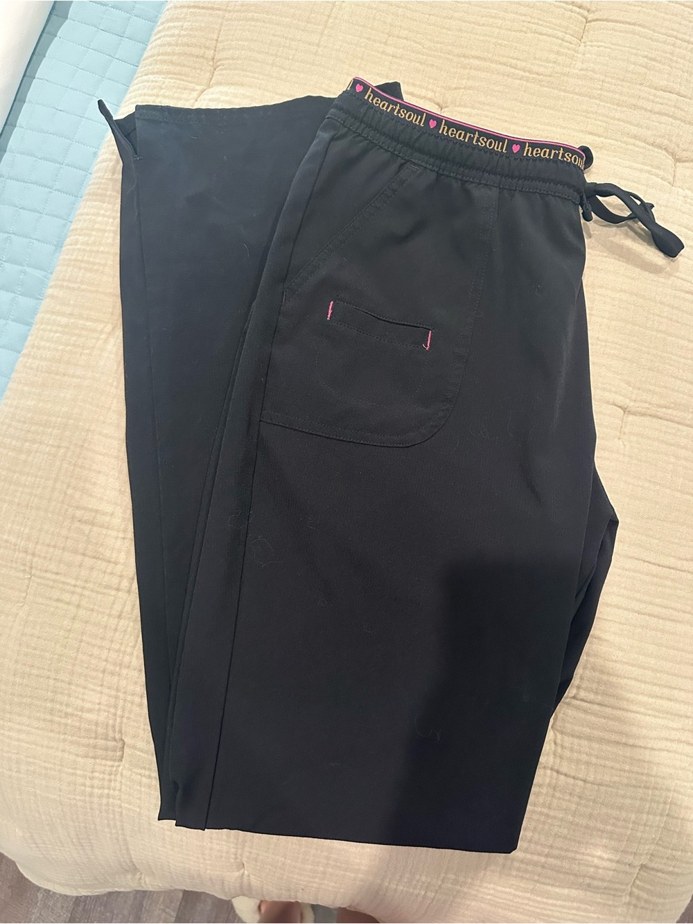 Heartsoul Women’s Black Drawstring Scrub Pants L TALL